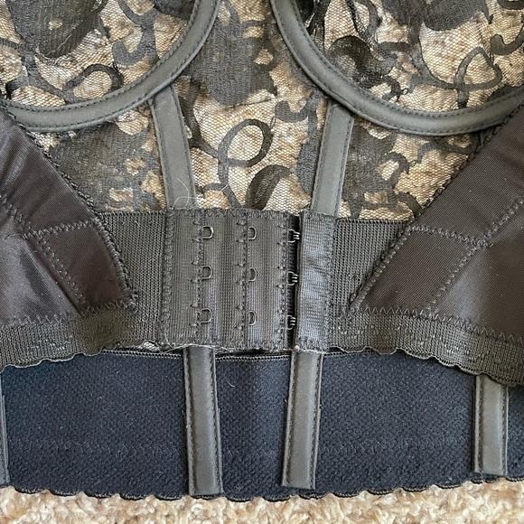 Vintage Victoria’s Secret Black Lace Bustier Corset 34B gold label small petit - Picture 7 of 11